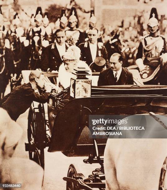 Edward, Prince of Wales, kissing her Majesty's hand on her arrival at Castle Hill, King George V Silver Jubilee celebrations, London, United Kingdom,...