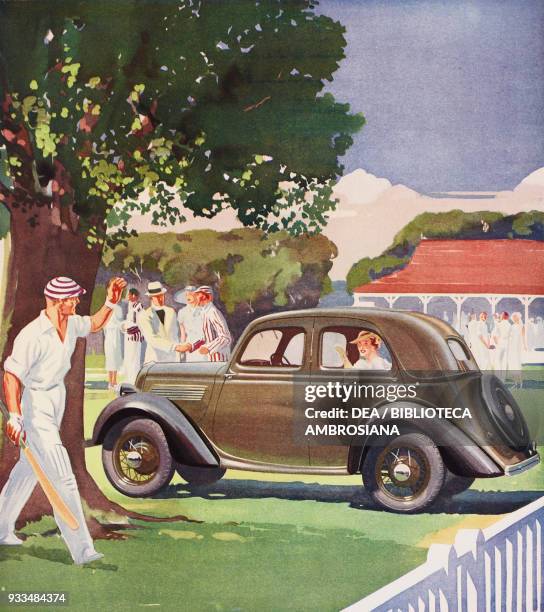De Luxe Ford Saloon, advertisement, drawing from The Illustrated London News, July 20, 1935.