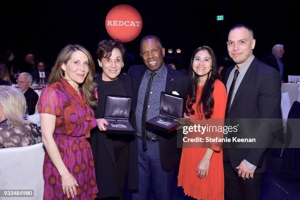 Jessica Yellin, Adele Yellin, Charles Gaines, Roxana Landaverde and Malik Gaines attend The CalArts REDCAT Gala Honoring Charles Gaines and Adele...