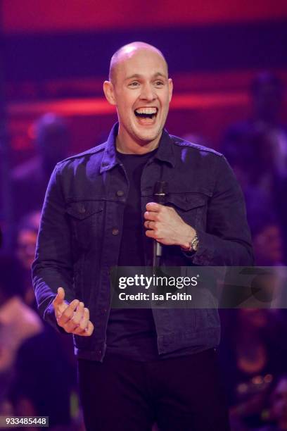 German singer and actor Oli P. During the tv show 'Heimlich! Die grosse Schlager-Ueberraschung' on March 17, 2018 in Munich, Germany.