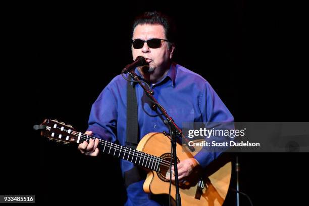 Singer Cesar Rosas of the band Los Lobos performs onstage at Thousand Oaks Civic Arts Plaza on March 17, 2018 in Thousand Oaks, California.