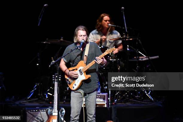 Singer Josh Teskey of The Teskey Brothers performs onstage at Thousand Oaks Civic Arts Plaza on March 17, 2018 in Thousand Oaks, California.