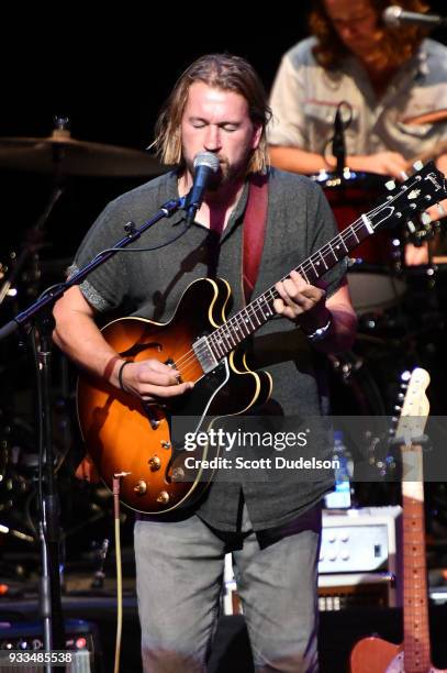 Singer Josh Teskey of The Teskey Brothers performs onstage at Thousand Oaks Civic Arts Plaza on March 17, 2018 in Thousand Oaks, California.