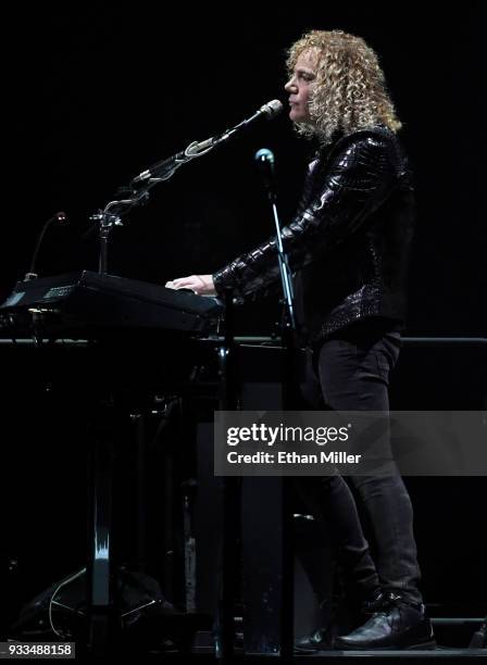 Keyboardist David Bryan of Bon Jovi performs during a stop of the band's This House is Not for Sale Tour at T-Mobile Arena on March 17, 2018 in Las...