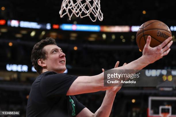 Omer Asik of Chicago Bulls is seen as a substitute player during the NBA basketball match between Chicago Bulls and Cleveland Cavaliers at the United...