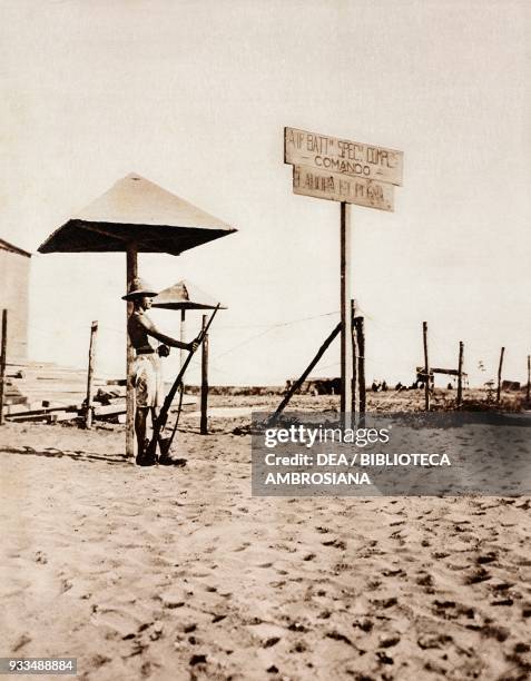 Sentry before the Italian base of Baidoa, Italian Somalia, photograph from The Illustrated London News, August 17, 1935.