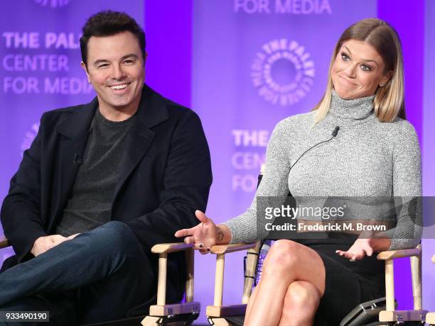 Actor Seth MacFarlane and actress Adrianne Palicki of the television show "The Orville" speak during The Paley Center for Media's 35th Annual...