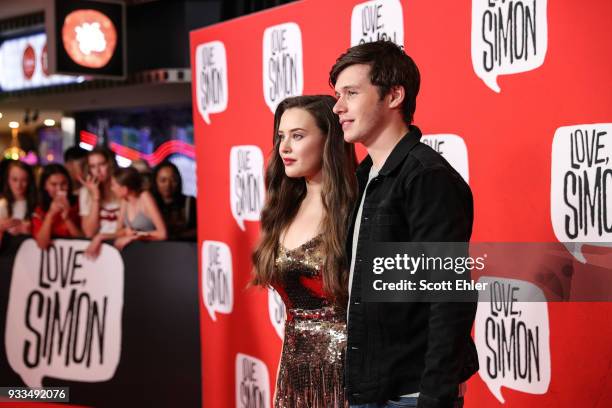 Actor Katherine Langford and Nick Robinson attend the Love, Simon Australian Premiere on March 18, 2018 in Sydney, Australia.