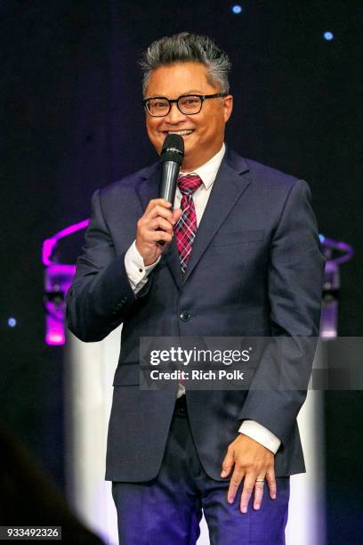 Host Alec Mapa speaks on stage at The Globe Theatre at Universal Studios on March 17, 2018 in Universal City, California.