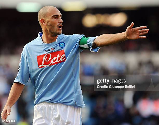 Paolo Cannavaro of SSC Napoli in action during the Serie A match between Napoli and Lazio at Stadio San Paolo on November 22, 2009 in Naples, Italy.