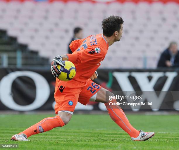 Morgan De Sanctis of SSC Napoli in action during the Serie A match between Napoli and Lazio at Stadio San Paolo on November 22, 2009 in Naples, Italy.