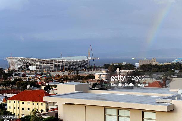 General view of Green Point Stadium in its final stages of construction on September 24, 2009 ahead of the 2010 FIFA Soccer World Cup in South...