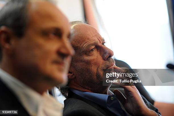 Walter Sabatini Sport Manager of US Citta di Palermo looks on during a press conference at Stadio Renzo Barbera on November 24, 2009 in Palermo,...