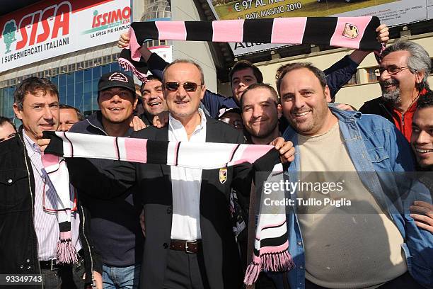 Delio Rossi coach of US Citta di Palermo meets supporters after a press conference at Stadio Renzo Barbera on November 24, 2009 in Palermo, Italy.