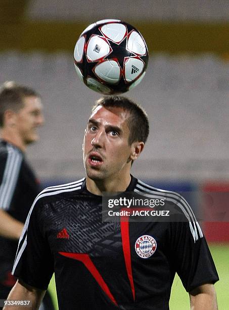 Picture taken on September 14, 2009 shows Bayern Munich�s French midfielder Franck Ribery attending a training session in Tel Aviv one day before the...