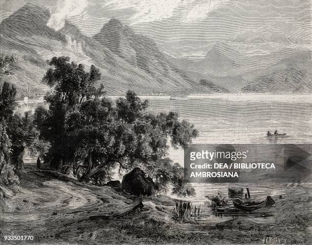 Lake Lucerne, Switzerland, engraving from L'IIllustrazione Italiana, no 13, March 26, 1882.