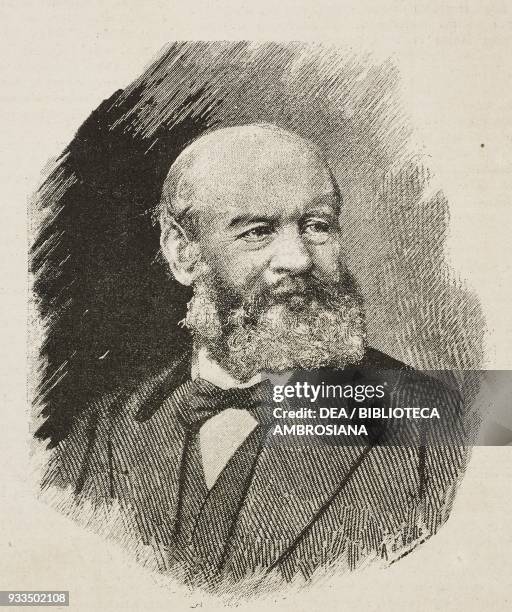 Portrait of the Swiss politician Alfred Escher , engraving from L'IIllustrazione Italiana, no 22, May 28, 1882.