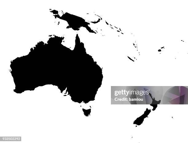 illustrazioni stock, clip art, cartoni animati e icone di tendenza di mappa australia - oceania