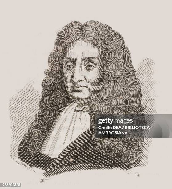 Portrait of Jean de La Fontaine , French poet and fabulist, engraving from L'album, giornale letterario e di belle arti, Thursday, March 27 Year 1.