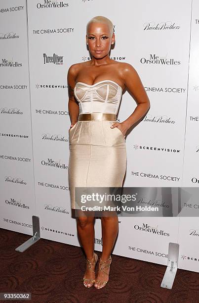 Amber Rose attends The Cinema Society with Screenvision & Brooks Brothers screening of "Me And Orson Welles" at Clearview Chelsea Cinemas on November...