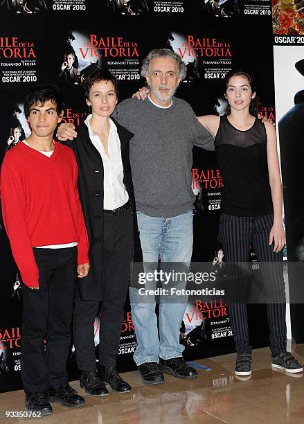 Actor Abel Ayala, actress Ariadna Gil, director Fernando Trueba and actress Miranda Bodenhofer attend "El Baile de la Victoria" photocall, at the...