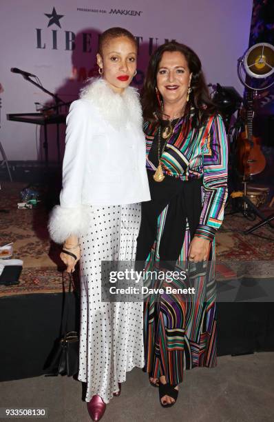 Adwoa Aboah and Angela Missoni attend the Liberatum Mexico Festival 2018 Opening Night dinner at Museo de Arte Popular on March 16, 2018 in Mexico...