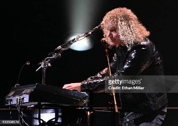 Keyboardist David Bryan of Bon Jovi performs during a stop of the band's This House is Not for Sale Tour at T-Mobile Arena on March 17, 2018 in Las...