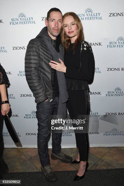 Actress Kate Bosworth and husband / Director Michael Polish attend the 2018 Sun Valley Film Festival - Day 4 Awards Bash held at Whiskey Jaques on...