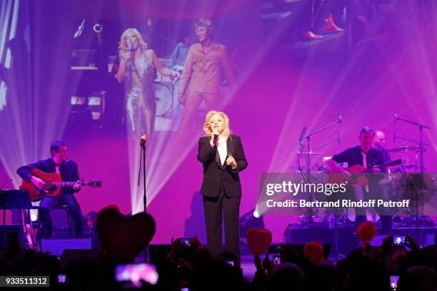 Sylvie Vartan paying tribute to Johnny Hallyday as she performs at Le Grand Rex on March 16, 2018 in Paris, France.