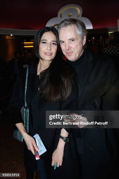 Concert Costume Olivier Lapidus and his wife Yara attend Sylvie Vartan performs at Le Grand Rex on March 16, 2018 in Paris, France.