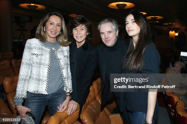 Nicole Coullier, Sylvie Rousseau, Olivier Lapidus and his wife Yara attend Sylvie Vartan performs at Le Grand Rex on March 16, 2018 in Paris, France.