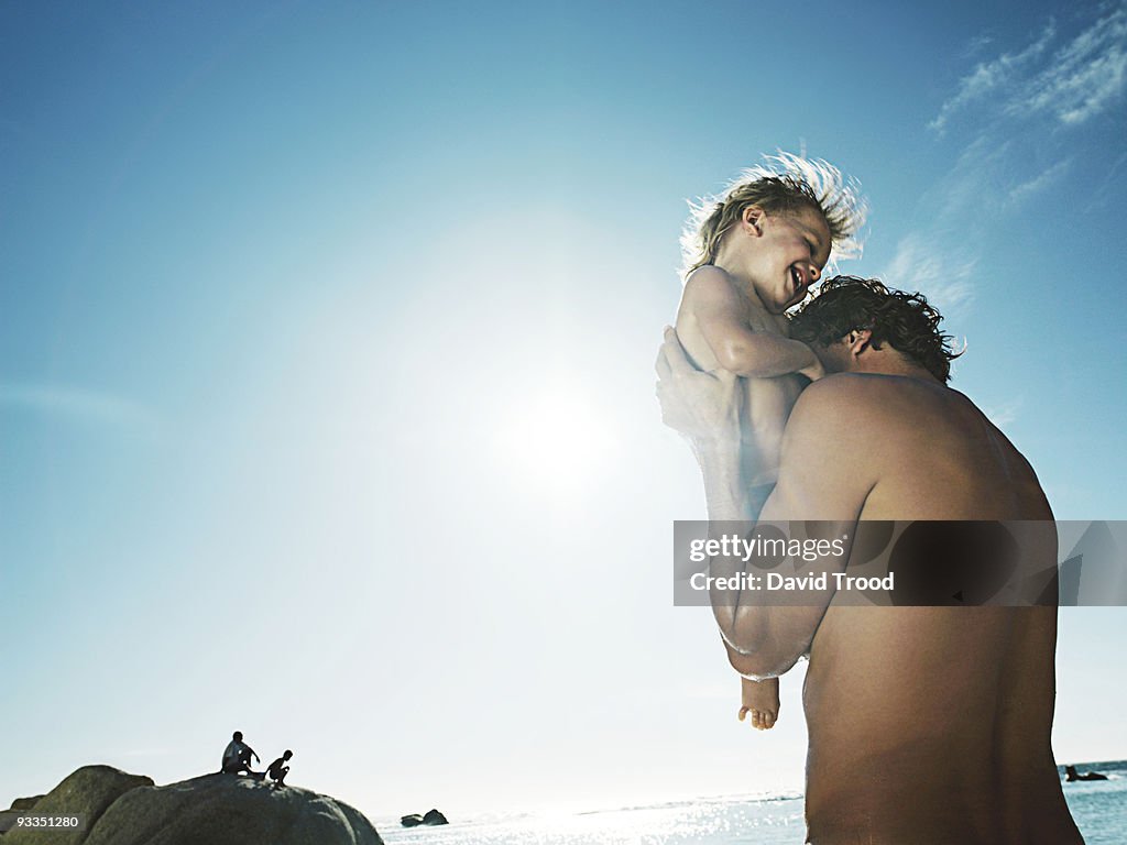 Father and son in the sun.