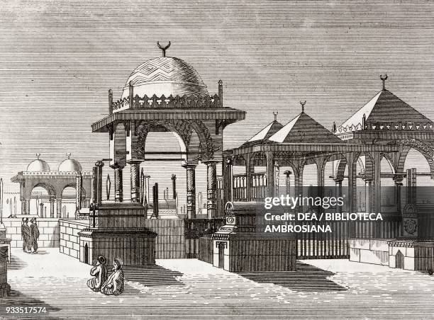 Cemetery at Grand Cairo, Egypt, engraving from L'album, giornale letterario e di belle arti, Saturday, July 18 Year 2.