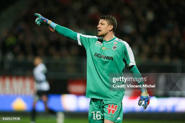 Ludovic Butelle of Angers during the Ligue 1 match between Angers SCO and SM Caen at Stade Raymond Kopa on March 17, 2018 in Angers, .