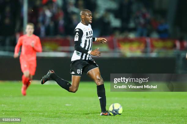 Prince Oniangue of Angers during the Ligue 1 match between Angers SCO and SM Caen at Stade Raymond Kopa on March 17, 2018 in Angers, .