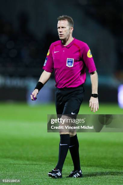 Olivier Thual, referee during the Ligue 1 match between Angers SCO and SM Caen at Stade Raymond Kopa on March 17, 2018 in Angers, .