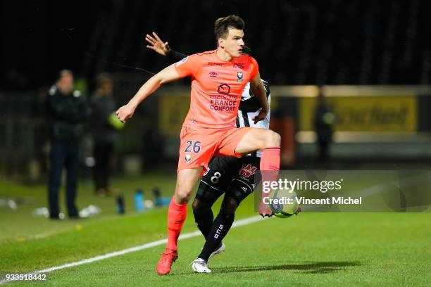 Ivan Santini of Caen during the Ligue 1 match between Angers SCO and SM Caen at Stade Raymond Kopa on March 17, 2018 in Angers, .