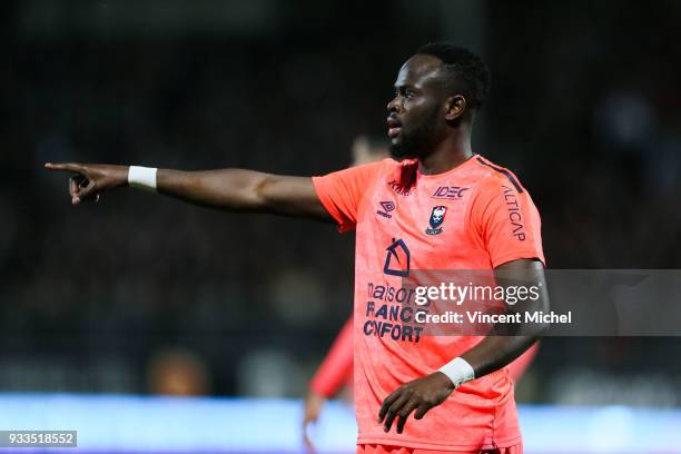 Ismael Diomande of Caen during the Ligue 1 match between Angers SCO and SM Caen at Stade Raymond Kopa on March 17, 2018 in Angers, .