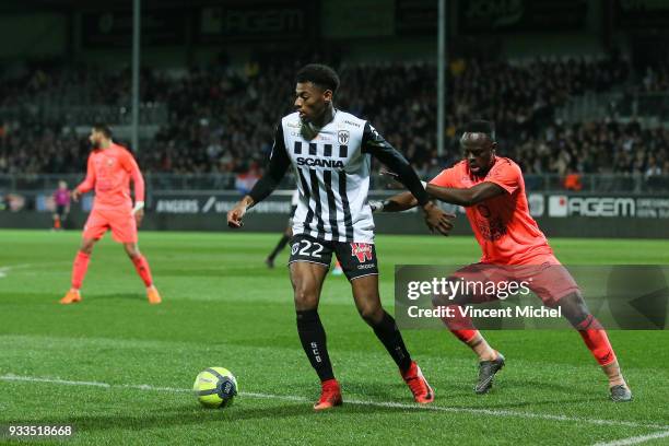 Jeff Reine Adelaide of Angers during the Ligue 1 match between Angers SCO and SM Caen at Stade Raymond Kopa on March 17, 2018 in Angers, .