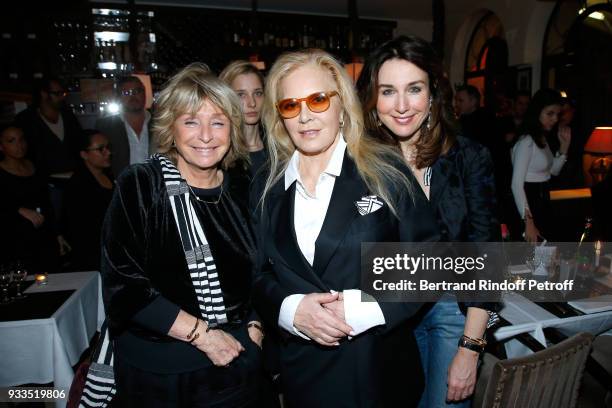 Daniele Thompson and Sylvie Vartan attend the Dinner at Waknine Restaurant after Sylvie Vartan performed at Le Grand Rex on March 16, 2018 in Paris,...