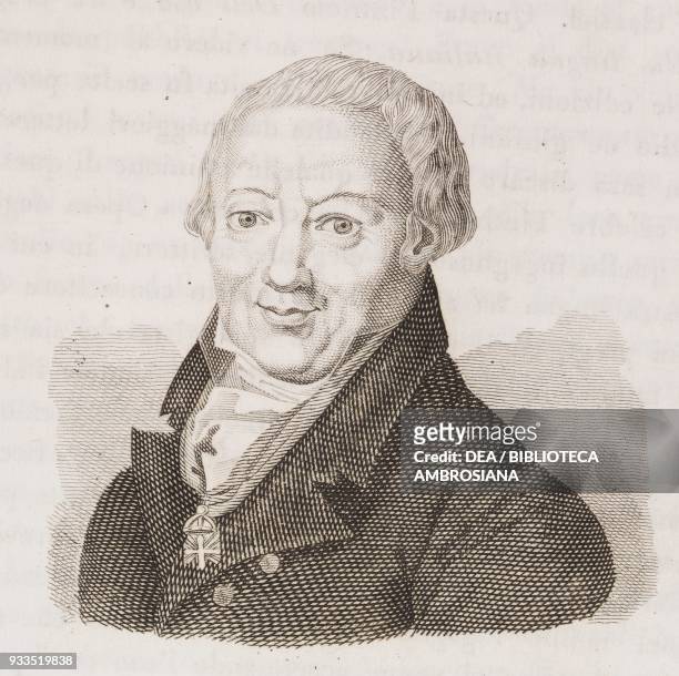 Portrait of Francesco Galeani Napione, Count of Cocconato , Italian historian and writer, engraving from L'album, giornale letterario e di belle...