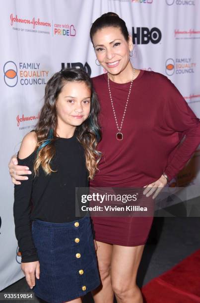 Luna Katich and Constance Marie attend Family Equality Council's Impact Awards at The Globe Theatre at Universal Studios on March 17, 2018 in...