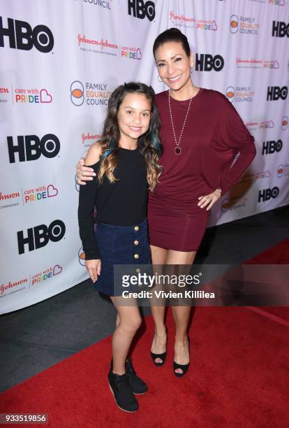 Luna Katich and Constance Marie attend Family Equality Council's Impact Awards at The Globe Theatre at Universal Studios on March 17, 2018 in...