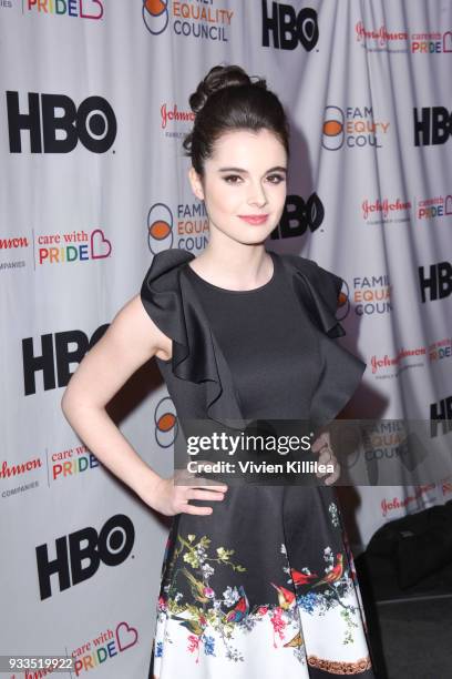 Vanessa Marano attends Family Equality Council's Impact Awards at The Globe Theatre at Universal Studios on March 17, 2018 in Universal City,...