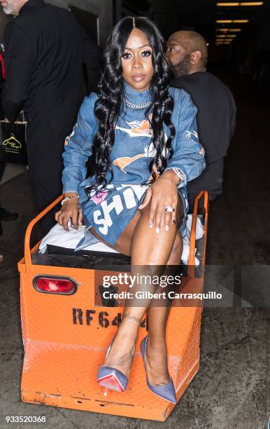 Rapper Remy Ma poses backstage after performing at the Be Expo 2018 at Pennsylvania Convention Center on March 17, 2018 in Philadelphia, Pennsylvania.