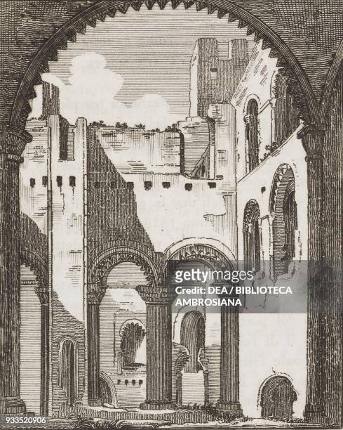 Rochester castle, England, United Kingdom, engraving from L'album, giornale letterario e di belle arti, Saturday, September 19 Year 2.