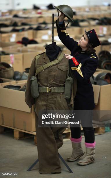 Final preperations are made ahead of the Uniform Sale, at Angels Costumiers in a warehouse in Wembley on November 24, 2009 in London, England. The...