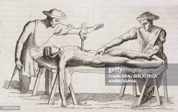 Michelangelo teaching anatomy, engraving from L'album, giornale letterario e di belle arti, Saturday, October 31 Year 2.