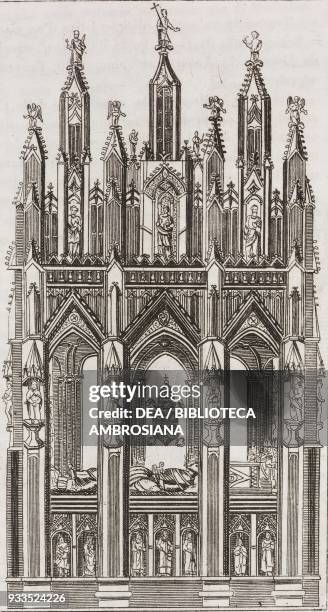 Monument to Innocent VI , Carthusian church of Villeneuve-les-Avignon, France, engraving from L'album, giornale letterario e di belle arti, Saturday,...