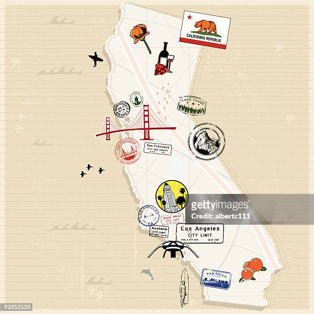 レトロなカリフォルニアの旅 - anaheim - california点のイラスト素材／クリップアート素材／マンガ素材／アイコン素材